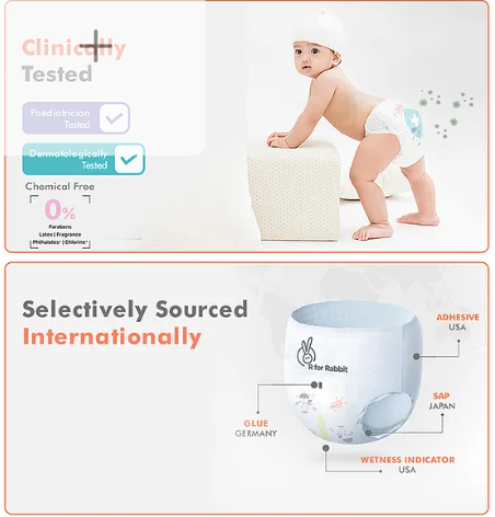 R for Rabbit Large L Size Premium Feather Diaper for Baby 9 to 14 kgs (70 Pack Offer) - Image 2