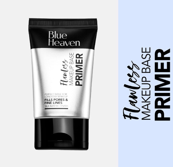 Blue Heaven Flawless Makeup Base Primer | Smooth & Long-Lasting | Pores & Fine Line Minimizer for Face | Silk Matte Finish | Non-Greasy & Oil-Free | Silicon Gel-Based Infused with Aloe Extracts | 30gm