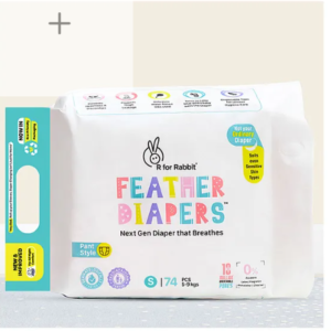 R for Rabbit Small S Size Premium Feather Diaper for Baby 5 to 9 kgs (74 Pack Offer)