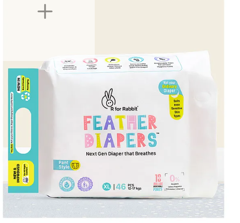 R for Rabbit XL Size Premium Feather Diaper for Baby 12 to 17 kgs (46 Pack Offer)