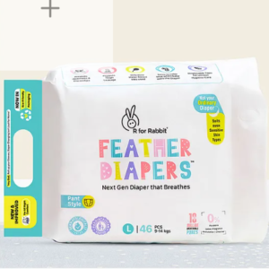 R for Rabbit Large L Size Premium Feather Diaper for Baby 9 to 14 kgs (46 Combo Pack Offer)