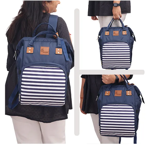 R for Rabbit Caramello Regal Baby Diaper Bag for Mother, Waterproof Kids Diaper Backpack for Mothers, Multifunctional Maternity Bag for Travel, Nursing Backpack for Moms (Blue Stripes) - Image 4