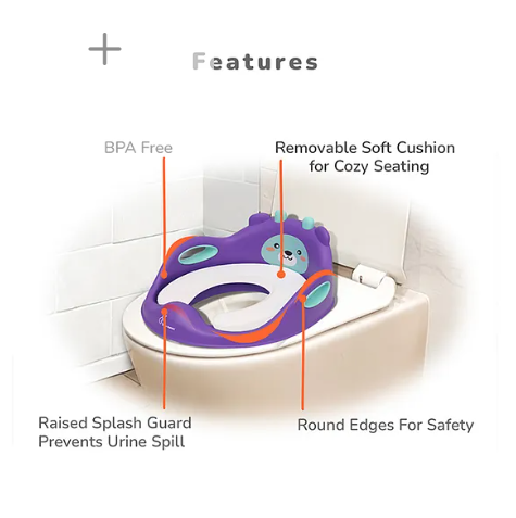 R for Rabbit Minimo Teddy Potty Seat for Kids Anti Slip BPA Free with Soft Cushion, Universal Fit Portable Potty Training Seat for Infant Weight Up to 40Kgs 1 to 7 Years (Purple Green) - Image 3