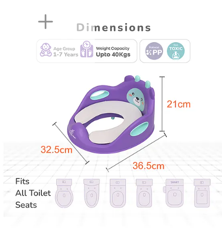 R for Rabbit Minimo Teddy Potty Seat for Kids Anti Slip BPA Free with Soft Cushion, Universal Fit Portable Potty Training Seat for Infant Weight Up to 40Kgs 1 to 7 Years (Purple Green) - Image 4