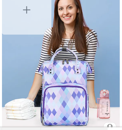 Fab N Funky Multipurpose Diaper Backpack Geometric Print- Light Purple - Image 2