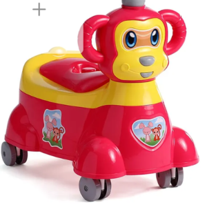 Fab N Funky Monkey Face Ride-on Potty chair with Music - Red| BPA-Free| Removable Pot| Music| Wheels for Easy Mobility