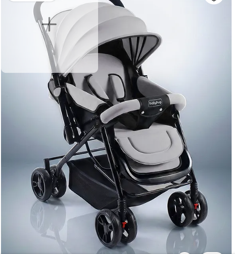 Bestseller Babyhug Symphony Stroller With Reverisble Handle & Mosquito Net - Grey