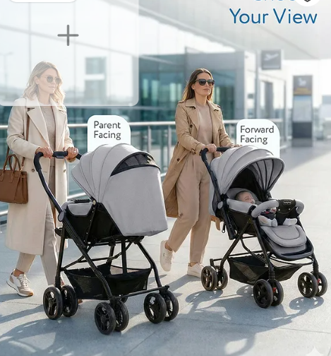 Bestseller Babyhug Symphony Stroller With Reverisble Handle & Mosquito Net - Grey - Image 2