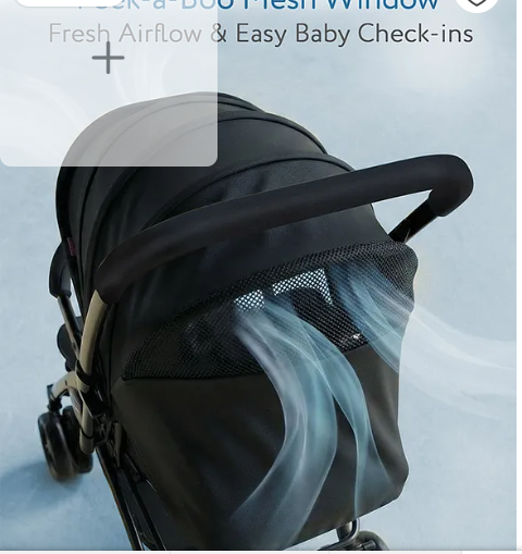 Babyhug Symphony Stroller With Reversible Handle & Mosquito Net- Black| Multi-Reclining Seat| Adjustable Legrest| Storage Basket| Linked Brake| Peek-a-boo Window| Padded Cushion| Lockable Swivel Wheel - Image 3