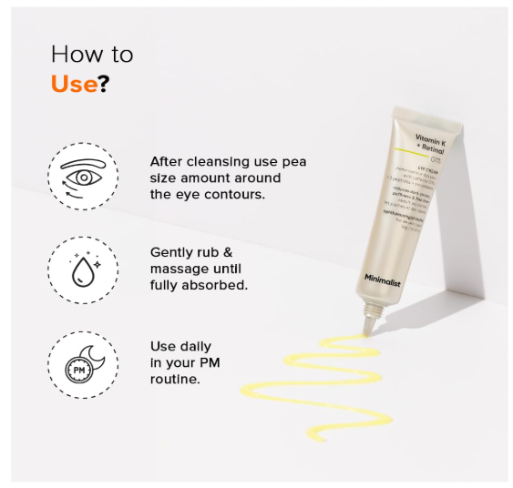 Minimalist Vitamin K + Retinal 01% Under Eye Cream | Reduces Dark Circles, Wrinkles & Fine Lines | With Caffeine for Puffiness | For Women & Men | 14 gm - Image 3