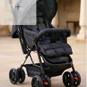 Babyhug Cocoon Stroller With Mosquito Net & Reversible Handle - Mid Night Black| Reversible Handle| Adjustable Canopy with Peek-a-boo Window| Reclining Seat & Adjustable Leg Rest| Swivel Lock & Brake