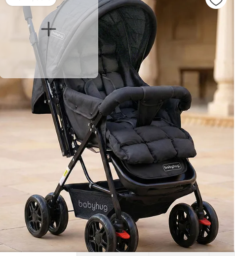 Babyhug Cocoon Stroller With Mosquito Net & Reversible Handle - Mid Night Black| Reversible Handle| Adjustable Canopy with Peek-a-boo Window| Reclining Seat & Adjustable Leg Rest| Swivel Lock & Brake