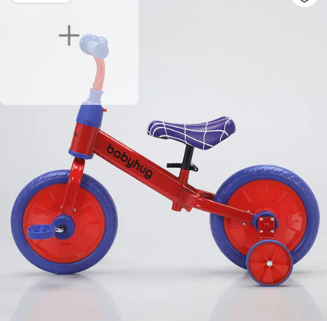 Babyhug 2 -1 Balance Bicycle 12 Inches - Red & Navy| Adjustable Seat Height| Removable Training Wheels| Removable Pedals| Puncture Proof Tyre - Image 2