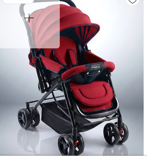 Babyhug Symphony Stroller With Reversible Handle & Mosquito Net- Mauve| Multi-Reclining Seat| Adjustable Legrest| Storage Basket| Linked Brake| Peek-a-boo Window| Padded Cushion| Lockable Swivel Wheel