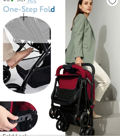 Babyhug Symphony Stroller With Reversible Handle & Mosquito Net- Mauve| Multi-Reclining Seat| Adjustable Legrest| Storage Basket| Linked Brake| Peek-a-boo Window| Padded Cushion| Lockable Swivel Wheel - Image 5
