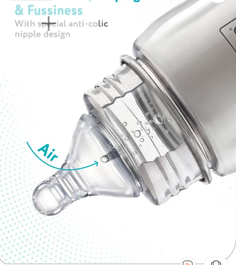 Babyhug Stainless Steel Feeding Bottle - 280 ml| Sterilizable| BPA Free| Leak Resistant| 304 Grade| Anti-Colic| Newborns & Toddlers| Corrosion Resistant| Use as Water Bottle| Wide Neck - Image 3