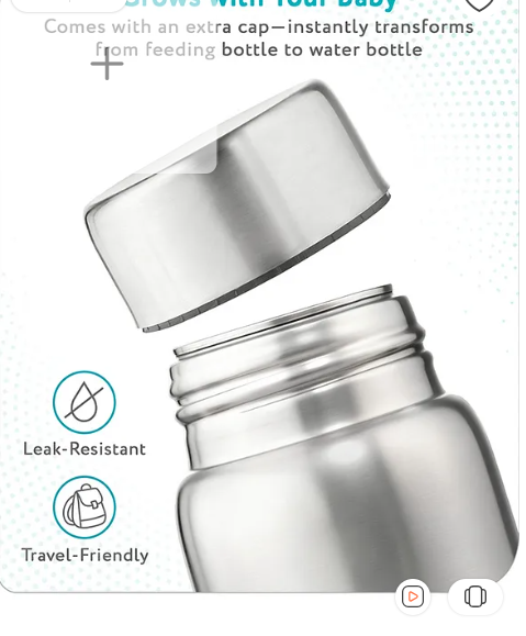 Babyhug Stainless Steel Feeding Bottle - 280 ml| Sterilizable| BPA Free| Leak Resistant| 304 Grade| Anti-Colic| Newborns & Toddlers| Corrosion Resistant| Use as Water Bottle| Wide Neck - Image 4