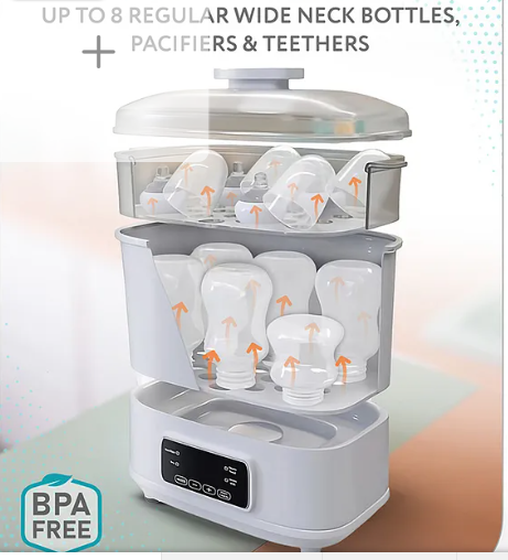 Babyhug 7 in 1 Sterilizer Warmer Cum Dryer - White| Milk & Food Warming| Egg Boiler| Auto Cut-off| Boil Veggies| Thaw Frozen Milk| Kills 99.9% Germs| Compartment for Accessories| Warrenty| 8 Bottles - Image 5