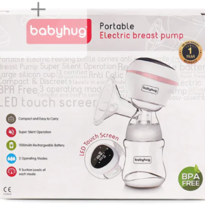 Babyhug Electric Breast Pump White Pink| LED Display, Soft-Touch Control| 3 Modes & 9 Levels Each| Rechargeable & Portable| Silent & Discreet| Single Hand Operation