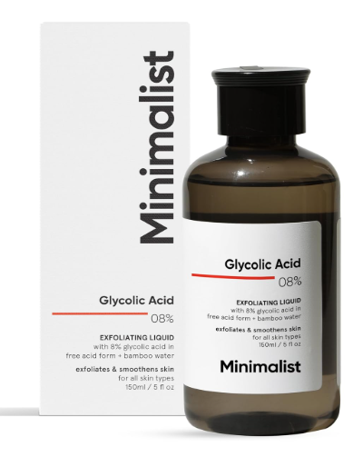 Minimalist 8% Glycolic Acid Toner For Glowing Skin | Multi-functional Exfoliating Toner With Bamboo Water for Body, Face, Underarms & Scalp | For Women & Men | 150 ml