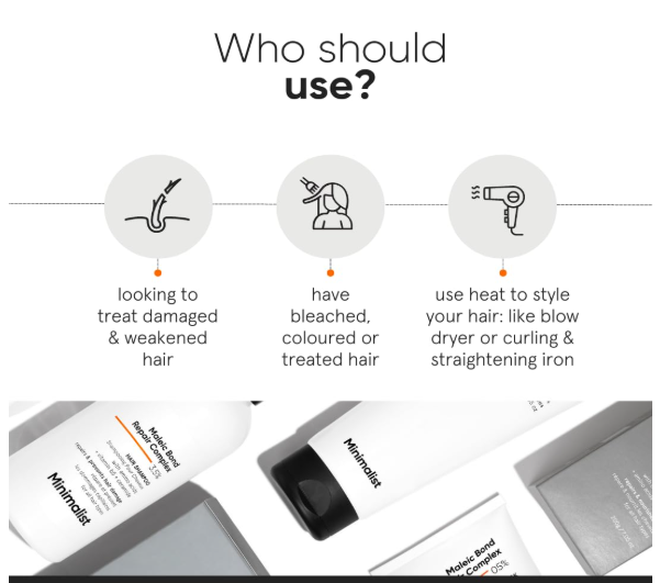 Minimalist Maleic Bond Repair Complex Shampoo & Conditioner Combo (Hair Shampoo & Mask) | Hair Care Kit | For Damaged, Dull and Dry Hair | For Women & Men - Image 2