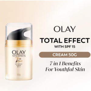 Olay Total Effects Day Cream |with Vitamin B5, Niacinamide, Green Tea, SPF 15 |Fights 7 signs of ageing for glowing, hydrated and younger looking skin with UV protection |Suitable for Normal, Dry, Oily & Combination skin |50 gm