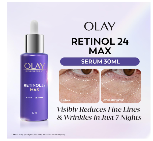 Olay Retinol24 Max Night Serum l Visibly Reduces Fine Lines in 7 Nights | Max Repair, Max Hydration l No Redness or Irritation | Fragrance Free l Normal, Oily, Dry and Combination Skin l 30ml - Image 3