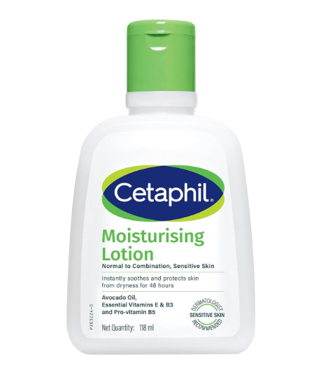 Cetaphil Moisturising Lotion 118 ml for Dry to Normal & Sensitive Skin | 48H Hydration with Niacinamide, Panthenol & Glycerin | Fragrance-Free, Non-Greasy, Dermatologist Recommended, For Face and Body