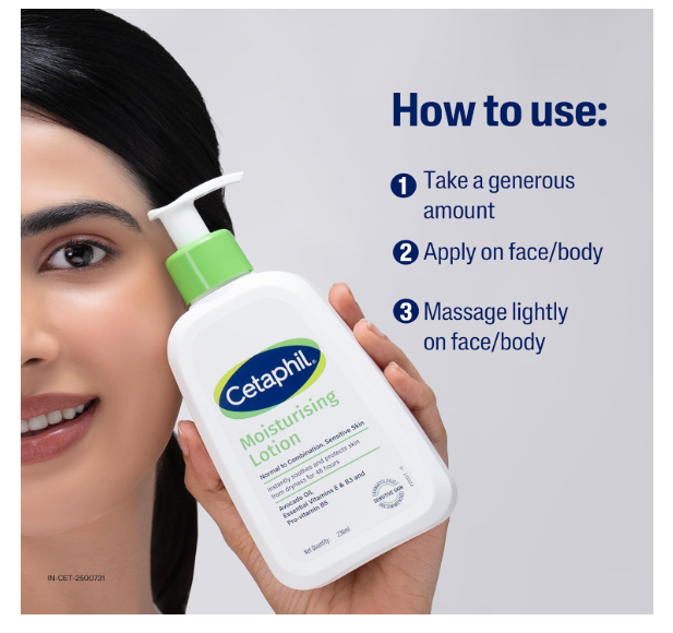 Cetaphil Moisturising Lotion 118 ml for Dry to Normal & Sensitive Skin | 48H Hydration with Niacinamide, Panthenol & Glycerin | Fragrance-Free, Non-Greasy, Dermatologist Recommended, For Face and Body - Image 3
