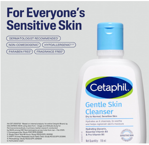 Cetaphil Gentle Skin Hydrating Face Wash 118ml, Paraben Free, Sulphate-Free Gentle Skin Hydrating Cleanser with Niacinamide, Vitamin B5 for Dry to Normal, Sensitive Skin - Image 4