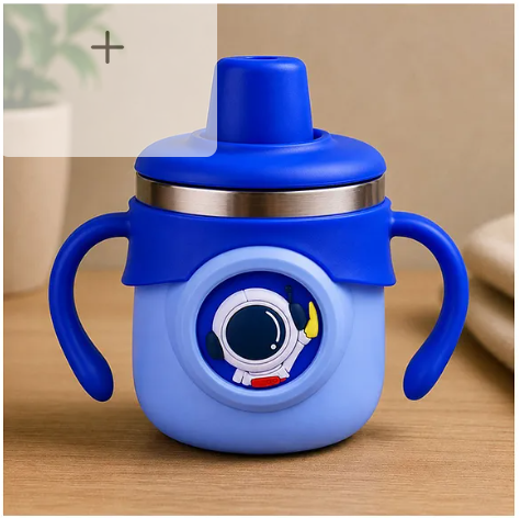 The little lookers THE LITTLE LOOKERS Stainless Steel Insulated Hot & Cold Sipper Bottle Double Wall & Vacuuming Sipper Cups with Straw 260 ml - Royal Blue & Sky Blue