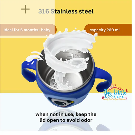 The little lookers THE LITTLE LOOKERS Stainless Steel Insulated Hot & Cold Sipper Bottle Double Wall & Vacuuming Sipper Cups with Straw 260 ml - Royal Blue & Sky Blue - Image 2