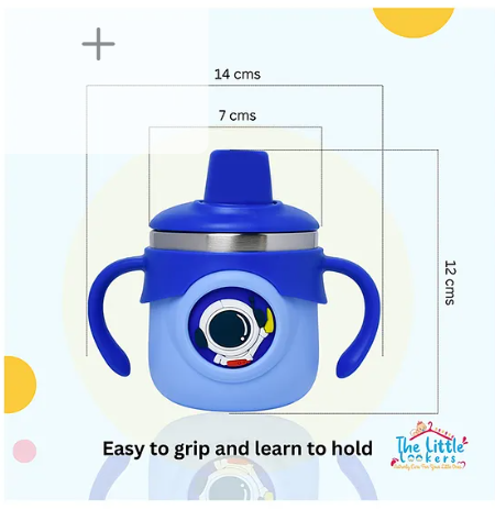 The little lookers THE LITTLE LOOKERS Stainless Steel Insulated Hot & Cold Sipper Bottle Double Wall & Vacuuming Sipper Cups with Straw 260 ml - Royal Blue & Sky Blue - Image 3