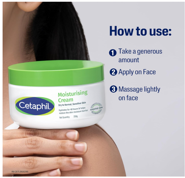Cetaphil Moisturising Cream for Face & Body,Dry to Normal skin, 250 gm, Paraben & Sulphate free, Niacinamide &Vitamin B5 - Image 4