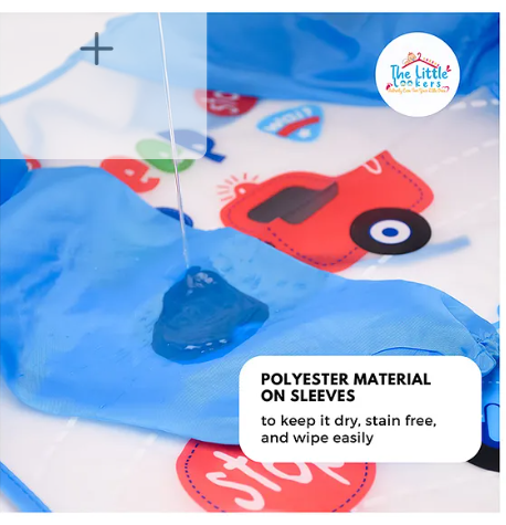 The little lookers The Little Lookers Full Sleeves Washable PVC Waterproof Bibs Pack Of 2 - Green Blue - Image 4