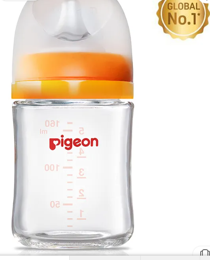 Pigeon Glass Nursing Bottle With Nipple Yellow - 160 ml - Image 3