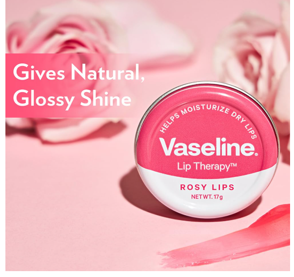 Vaseline Lip Tins Rosy Lips, 17 g | Provides Hydration, Sheer Pink Tint & Glossy Shine - Image 2