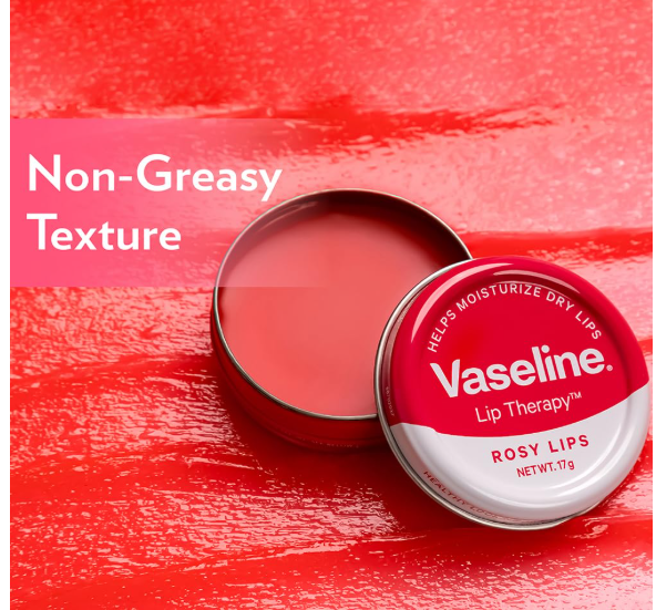 Vaseline Lip Tins Rosy Lips, 17 g | Provides Hydration, Sheer Pink Tint & Glossy Shine - Image 3