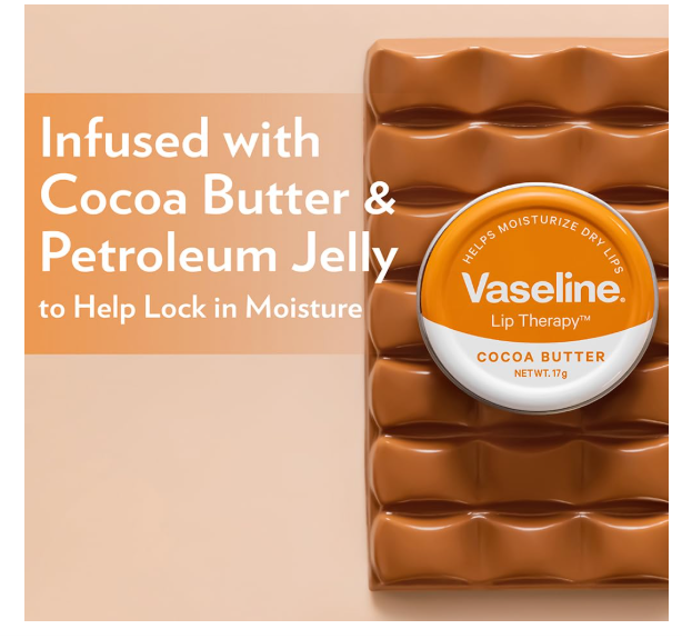 Vaseline Lip Tins Cocoa Butter, 17g | Infused with Cocoa Butter for Hydration & Glossy Shine Softline (Transparent) - Image 2