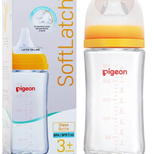 Pigeon Glass Nursing Bottle With Nipple Yellow - 240 ml