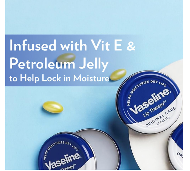 Vaseline Lip Tins Original Care, 17g | Infused with Vitamin E to Hydrate & Moisturize Dry Lips Transparent - Image 3