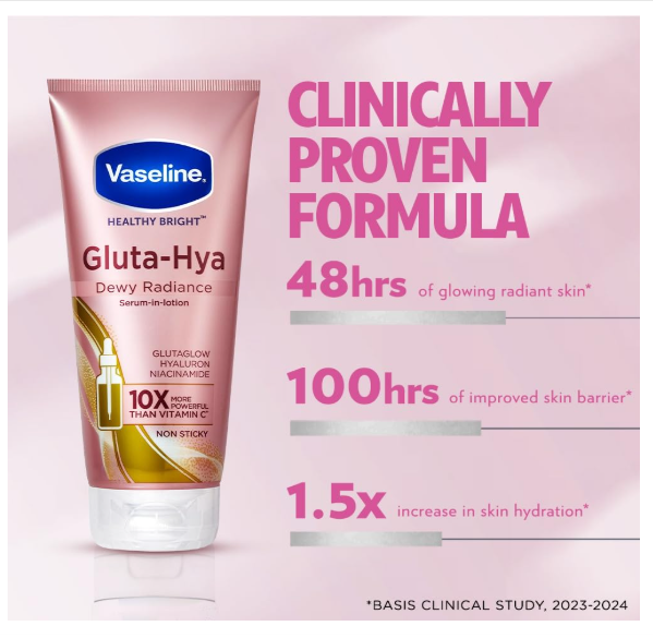 Vaseline Gluta-Hya Dewy Radiance Lotion for Face & Body | Gives Brighter Skin | Glutathione & Niacinamide Infused Moisturizer, 200ml - Image 4