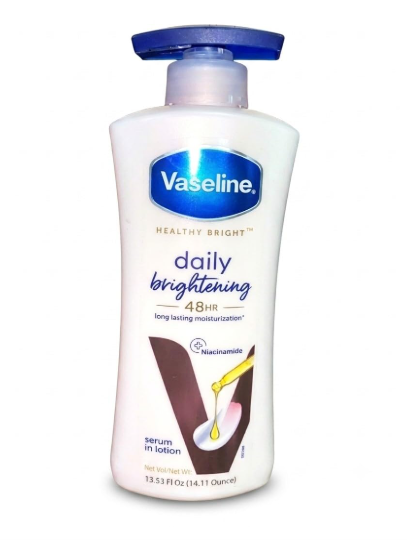 Vaseline Healthy Bright Body Lotion 400 ml, Daily Brightening Moisturizer with Sunscreen for Dry Skin, Gives Non-Greasy Glowing Skin - For Men & Women