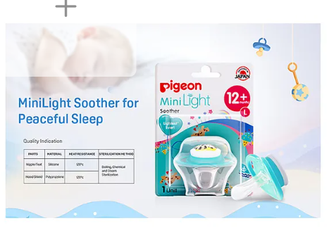 Pigeon Minilight Soother Size Small Bird Print - Pink - Image 2