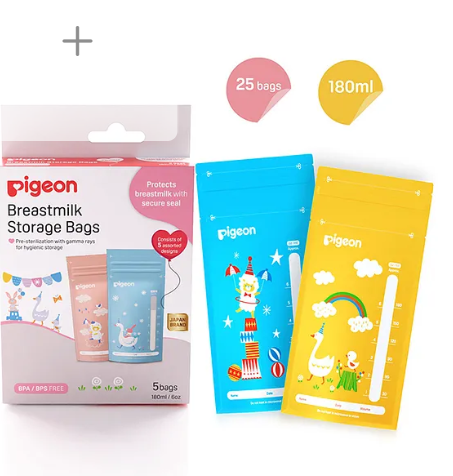 Pigeon Breast Milk Character Printed Storage Bags Pack of 5 - 180 ml - Image 2