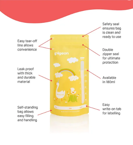 Pigeon Breast Milk Character Printed Storage Bags Pack of 5 - 180 ml - Image 3