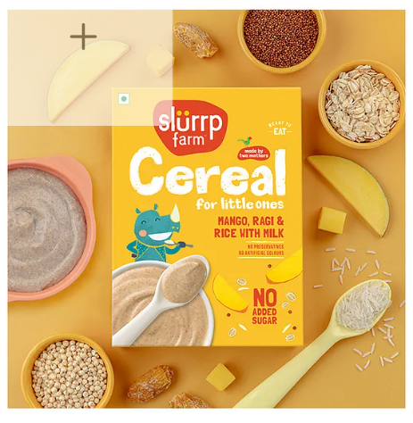 Slurrp Farm Mildly Sweetened with Date Powder, No Added Sugar Instant Cereal | Ragi, Rice and Mango with Milk | No Preservatives & No Salt | Made with Multigrain Millets, 200g - Image 2