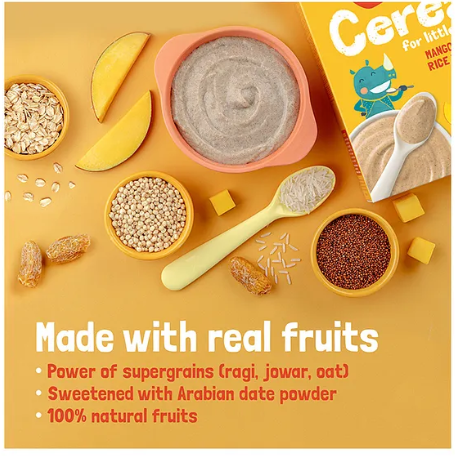 Slurrp Farm Mildly Sweetened with Date Powder, No Added Sugar Instant Cereal | Ragi, Rice and Mango with Milk | No Preservatives & No Salt | Made with Multigrain Millets, 200g - Image 5