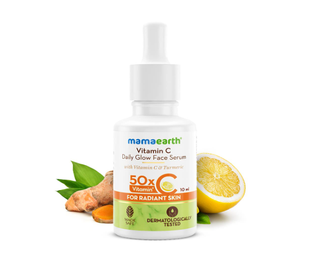 Mamaearth Vitamin C Daily Glow Face Serum for Men & Women - Vitamin C Serum for Glowing Skin, Oily Skin & Dark Spots, With 50x Vitamin C -10ml