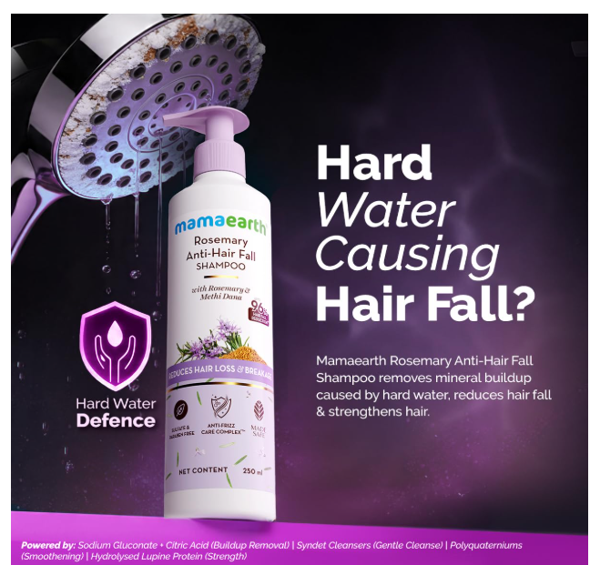 Mamaearth Rosemary Anti Hair Fall Shampoo with Rosemary & Methi Dana for Reducing Hair Loss & Breakage- 250 ml | Up to 94% Stronger Hair* | Up to 93% Less Hair Fall | For Men and Women - Image 3